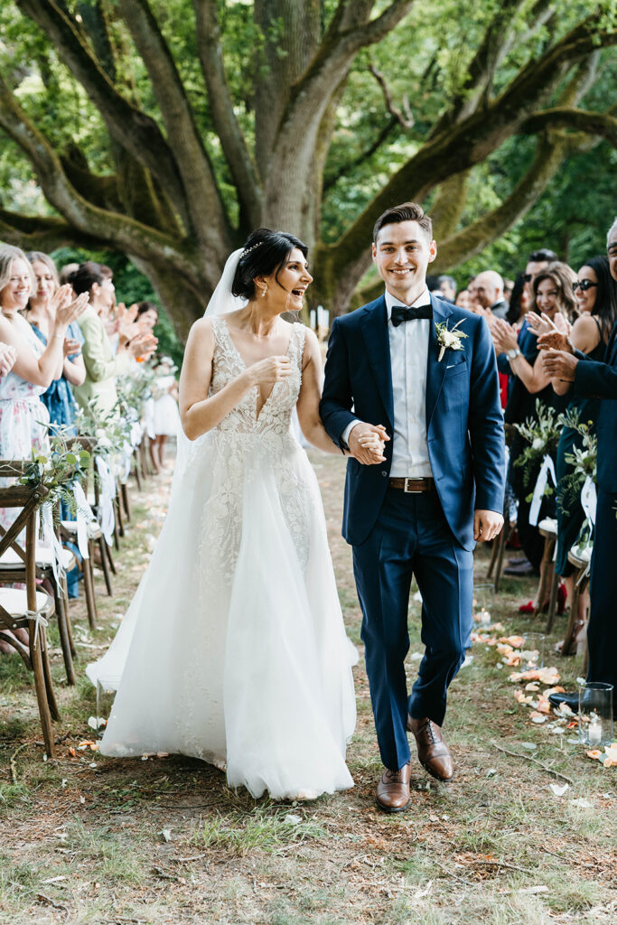 Wedding ceremony in garden chateau France