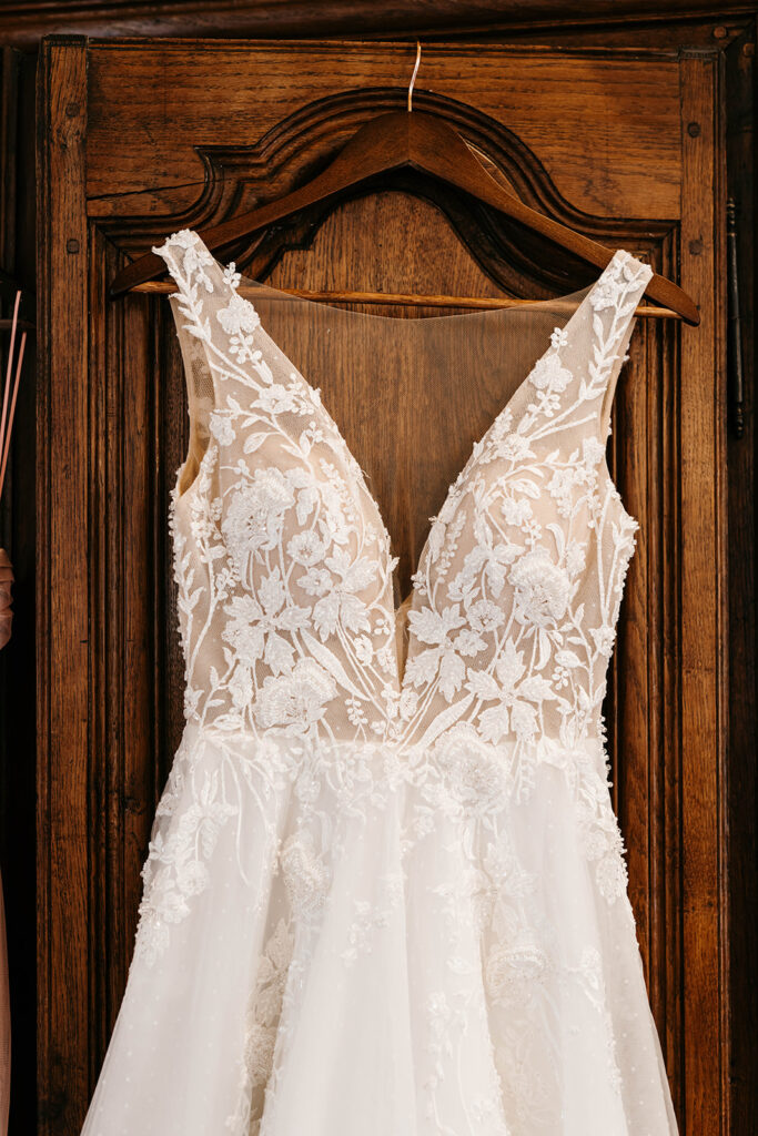 Wedding dress hanging