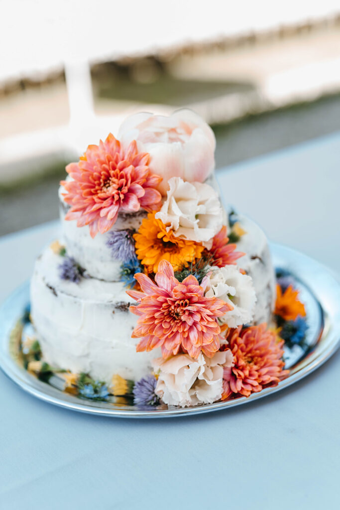 Colourful wedding cake